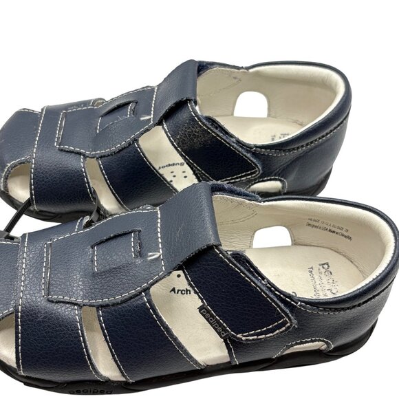 Pediped Boys Navy Leather Sandals Size 29 With Arch Support Flexible Sole - Picture 3 of 9